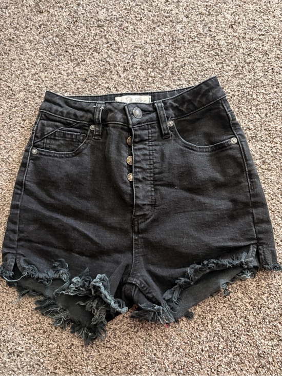 Pants - Free People We The Free Black High Rise Button Fly Denim Shorts
